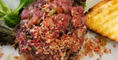 Tartar de atún con turrón de Jijona